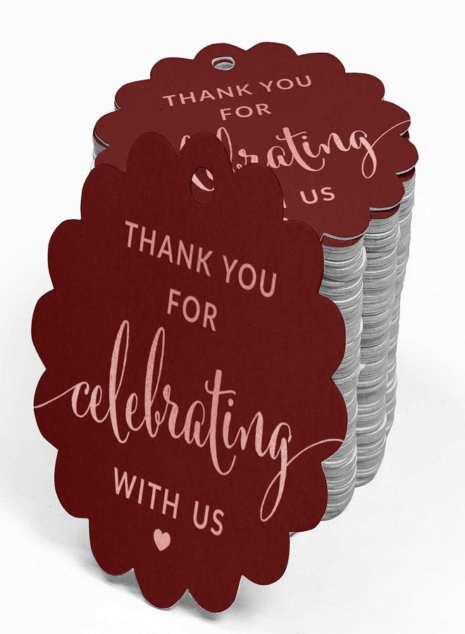 Inkdotpot بطاقات تعليق ورقية من رقائق الذهب الوردي من إنكدوتبوت، شكرًا لكم على الاحتفال معنا، مناسبة لحفلات توديع العزوبية، وحفلات استقبال المولود، وحفلات التقاعد، وحفلات الزفاف، وأعياد الميلاد، 50 قطعة - Image 4